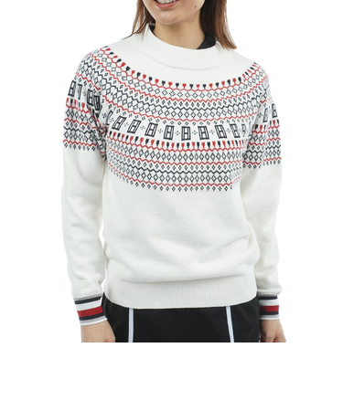 ゴルフウェア フェア アイル柄 ハイネックニット THLA573-WHT