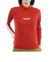 ゴルフウェア 長袖ライン モックネックシャツ THLA583-RED