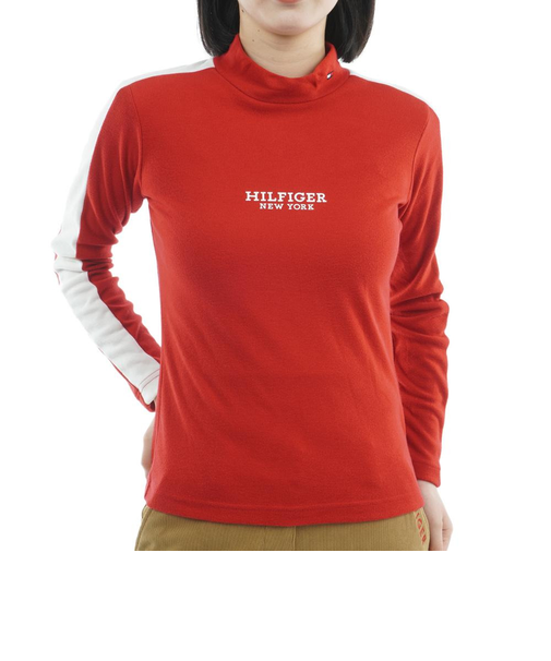 ゴルフウェア 長袖ライン モックネックシャツ THLA583-RED