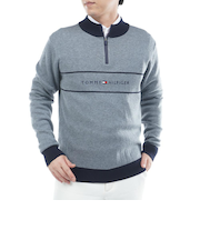 ゴルフ フロントロゴ ハーフジップ モックネックニット 長袖 THMA587-GRY