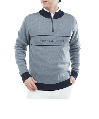 ゴルフ フロントロゴ ハーフジップ モックネックニット 長袖 THMA587-GRY