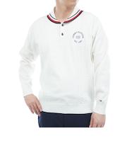ゴルフウェア ケーブル柄 ショールカラーニット THMA572-WHT
