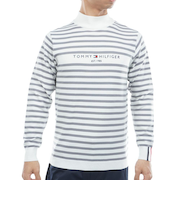 ゴルフウェア ボーダー ハイネックニット THMA582-WHT