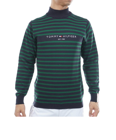 ゴルフウェア ボーダー ハイネックニット THMA582-DGR