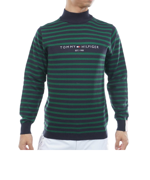 ゴルフウェア ボーダー ハイネックニット THMA582-DGR