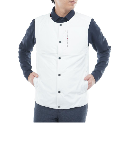 ゴルフウェア 防風 ノーカラー中綿ベスト THMA585-OWH