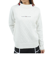 ゴルフ マシュマロタッチ ケーブル柄 ハイネックニット THLA582-WHT