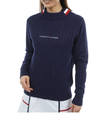 ゴルフ マシュマロタッチ ケーブル柄 ハイネックニット THLA582-NVY