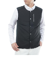 ゴルフウェア 防風 ノーカラー中綿ベスト THMA585-BLK