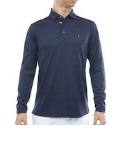 トミーヒルフィガー（TOMMY HILFIGER）ゴルフウェア ロゴジャガード 長袖台衿付きシャツ THMA568-NVY