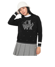 キャロウェイ(CALLAWAY)ゴルフウェア クルーネック長袖ラインストーン付きニット C25218201-1010