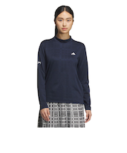 アディダス（adidas）ゴルフウェア ジャカード モックネック長袖ポロシャツ JWJ97-JM2995 NVY