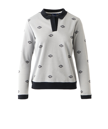 フィドラ（FIDRA）ゴルフウェア 総柄 JQ 長袖ポロシャツ FD5UUG03 WHT