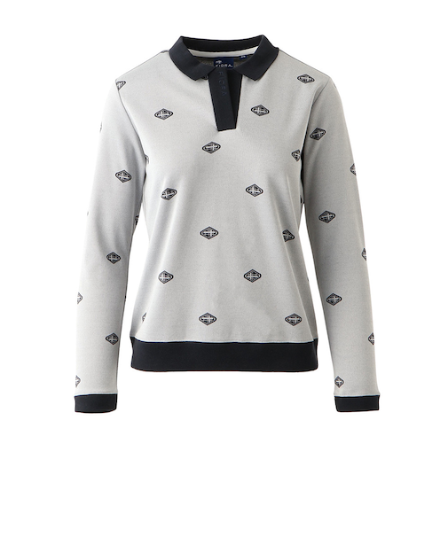 フィドラ（FIDRA）ゴルフウェア 総柄 JQ 長袖ポロシャツ FD5UUG03 WHT