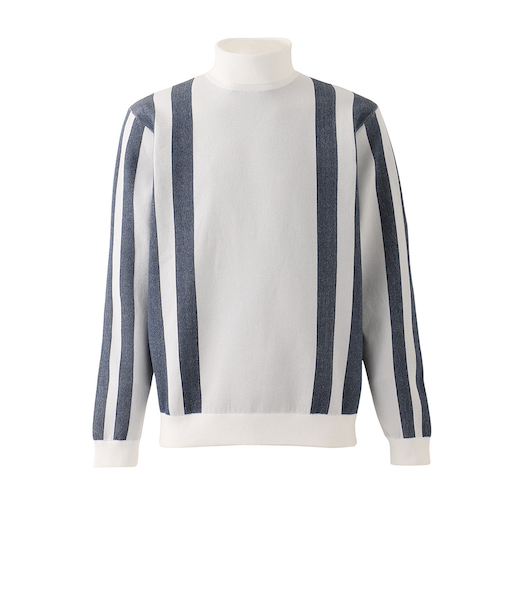 フィドラ（FIDRA）ゴルフウェア 長袖 変形ストライプモックネックニット FD5UTJ16 WHT