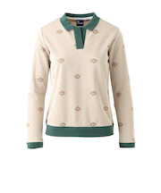 フィドラ(FIDRA)ゴルフウェア 総柄 JQ 長袖ポロシャツ FD5UUG03 BEG