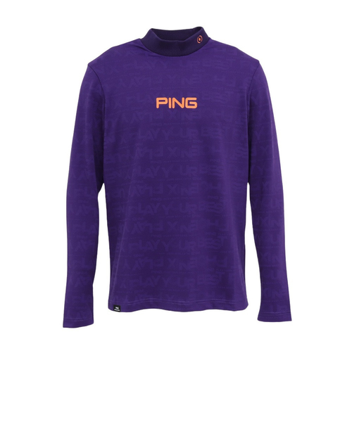 PING ブラック 長袖 ハイネック シャツ PING ピン ゴルフウェア 長袖シャツ 秋 冬 23FWエアーフレイク