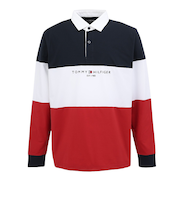 ゴルフウェア 防風 吸水速乾 カラーブロック 長袖 ラガーシャツ THMA553-RED