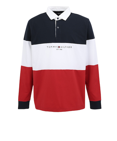 ゴルフウェア 防風 吸水速乾 カラーブロック 長袖 ラガーシャツ THMA553-RED