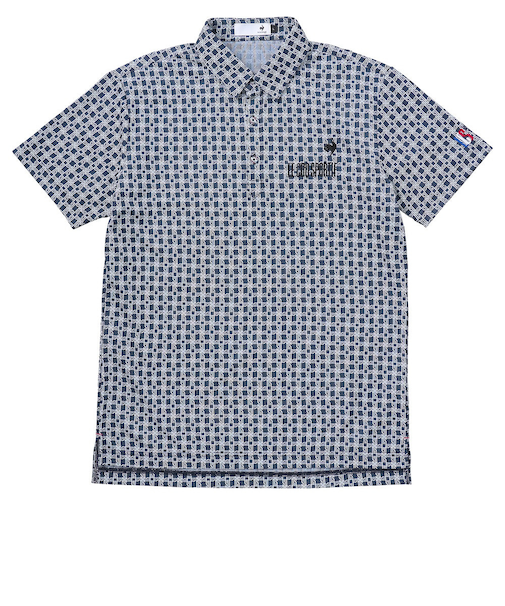 ルコックスポルティフ（lecoqsportif）ゴルフウェア 吸汗速乾 モノグラム柄ジャガード 半袖シャツ LG5SHS14M NV00