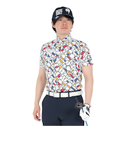 ルコックスポルティフ（lecoqsportif）ゴルフウェア 吸汗速乾 カラーブロックグラフィック 小柄半袖シャツ LG5SHS03M WH00