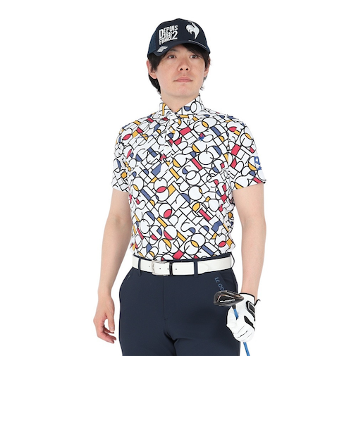 ルコックスポルティフ（lecoqsportif）ゴルフウェア 吸汗速乾 カラーブロックグラフィック 小柄半袖シャツ LG5SHS03M WH00