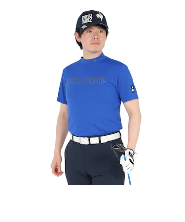 ルコックスポルティフ（lecoqsportif）ゴルフウェア 吸汗速乾 半袖 カラーブロック柄 モックネック 半袖シャツ LG5SHS51M BL00