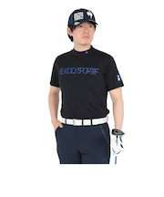 ルコックスポルティフ（lecoqsportif）ゴルフウェア 吸汗速乾 半袖 カラーブロック柄 モックネック 半袖シャツ LG5SHS51M BK00