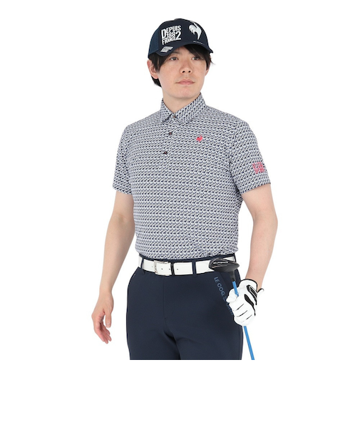 ルコックスポルティフ（lecoqsportif）ゴルフウェア ストレッチ トライアングル 小柄半袖シャツ LG5SHS06M NV00