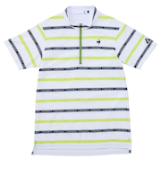 ルコックスポルティフ（lecoqsportif）ゴルフウェア 遮熱 ボーダー柄 ハーフジップ 半袖シャツ LG5SHS80M WH00