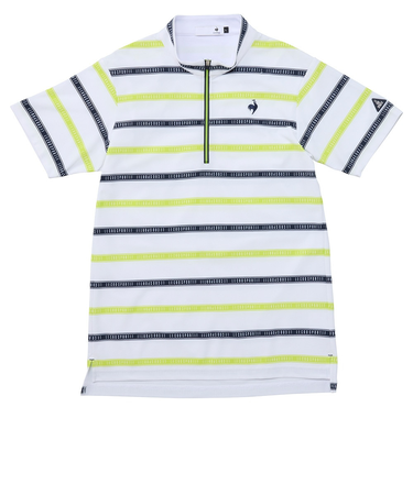 ルコックスポルティフ（lecoqsportif）ゴルフウェア 遮熱 ボーダー柄 ハーフジップ 半袖シャツ LG5SHS80M WH00
