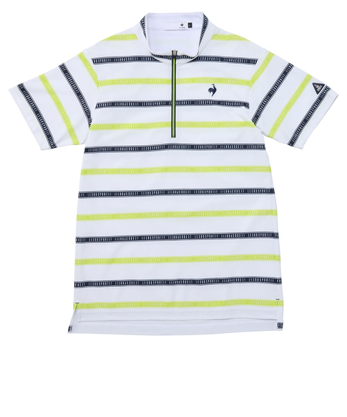 ルコックスポルティフ（lecoqsportif）ゴルフウェア 遮熱 ボーダー柄 ハーフジップ 半袖シャツ LG5SHS80M WH00