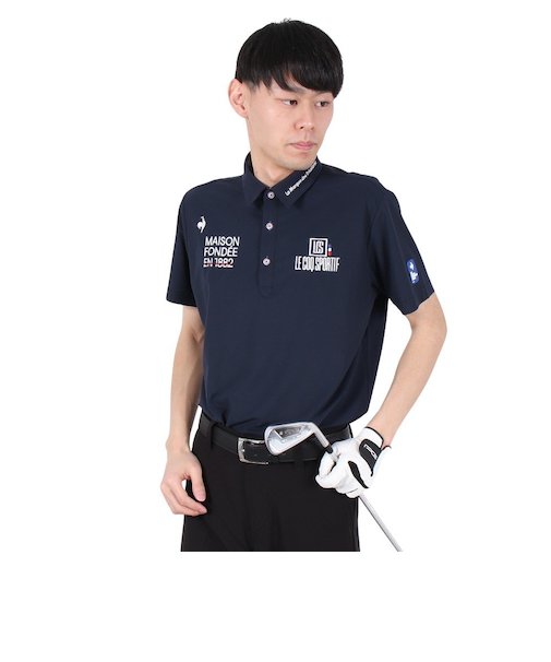 ルコックスポルティフ(lecoqsportif)ゴルフウェア 吸汗速乾 定番 無地半袖シャツ LG5SHS13M NV00