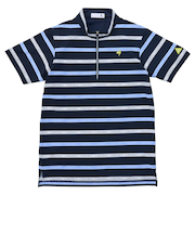 ルコックスポルティフ（lecoqsportif）ゴルフウェア 遮熱 ボーダー柄 ハーフジップ 半袖シャツ LG5SHS80M NV00