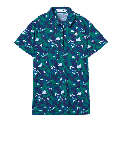 ルコックスポルティフ（lecoqsportif）ゴルフウェア 総柄半袖シャツ LG5FHS02L GR00