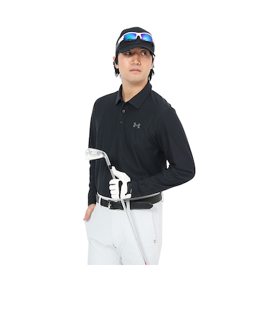 アンダーアーマー（UNDER ARMOUR）ゴルフウェア Mid ロゴ 長袖ポロシャツ 25 6011492 001