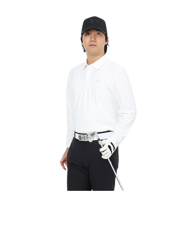 アンダーアーマー(UNDER ARMOUR)ゴルフウェア Mid ロゴ 長袖ポロシャツ 25 6011492 100