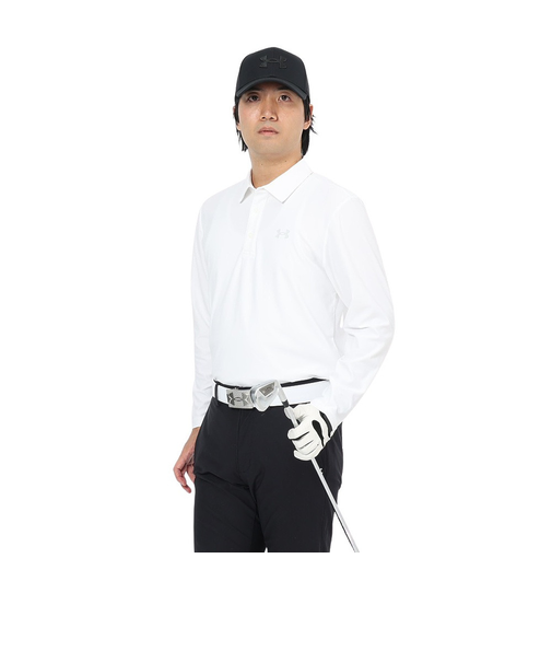 アンダーアーマー(UNDER ARMOUR)ゴルフウェア Mid ロゴ 長袖ポロシャツ 25 6011492 100