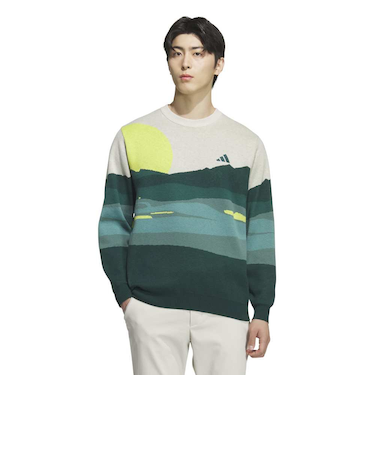 アディダス（adidas）ゴルフウェア グラフィック クルーネックセーター 長袖 JVU98-JL7951 DGRN