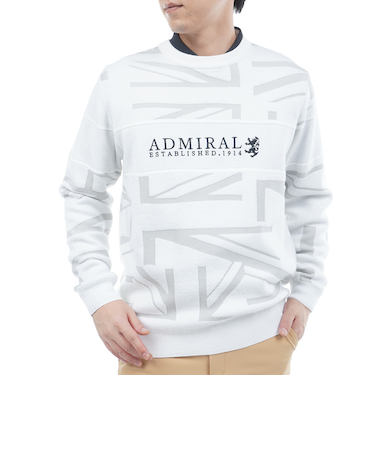 アドミラル ゴルフ（Admiral GOLF）ゴルフウェア 保温 UJジャガード クルーネックセーター ADMA564-WHT