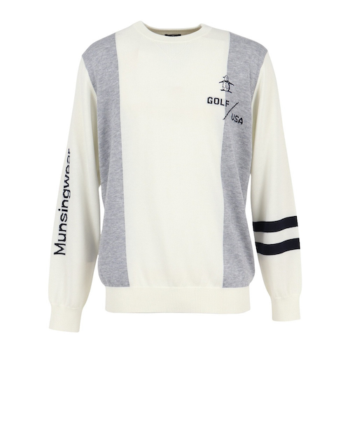 マンシング（MUNSING）ゴルフウェア ロゴインターシャ クルーネック