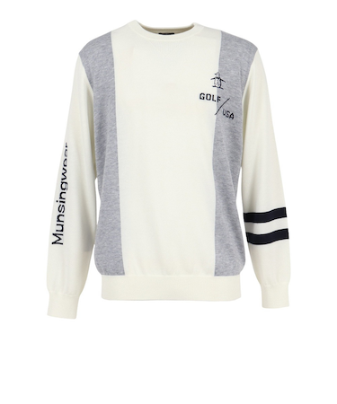 マンシング（MUNSING）ゴルフウェア ロゴインターシャ クルーネックセーター 長袖 MG5FST80M WH00