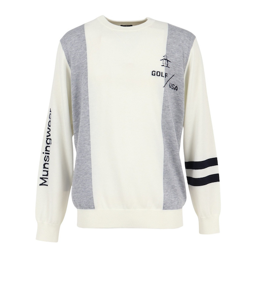 マンシング（MUNSING）ゴルフウェア ロゴインターシャ クルーネックセーター 長袖 MG5FST80M WH00