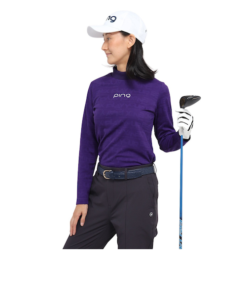 ピン（PING）ゴルフウェア モックネック ロゴジャカード 長袖ハイネックシャツ 622-5266900-080