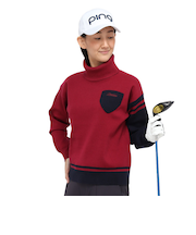 ピン(PING)ゴルフウェア 長袖 オフタートル バイカラーニット 622-5275001-100