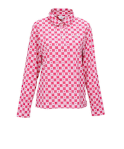 マンシング(MUNSING)ゴルフウェア 吸汗速乾 ブロックチェック柄プリント 長袖ポロシャツ MG5FLS81L PK00