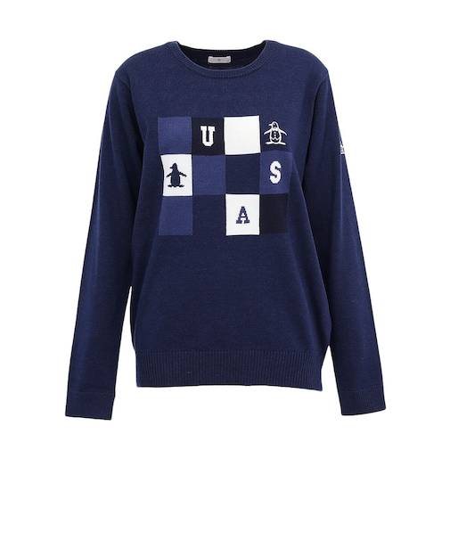 マンシング（MUNSING）ゴルフウェア 長袖 ブロッキング ジャカードクルーネックセーター MG5FST81L NV00