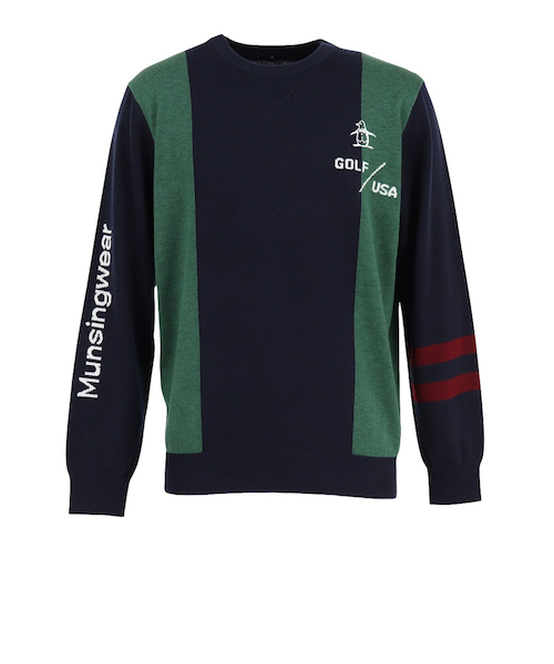マンシング（MUNSING）ゴルフウェア ロゴインターシャクルーネック