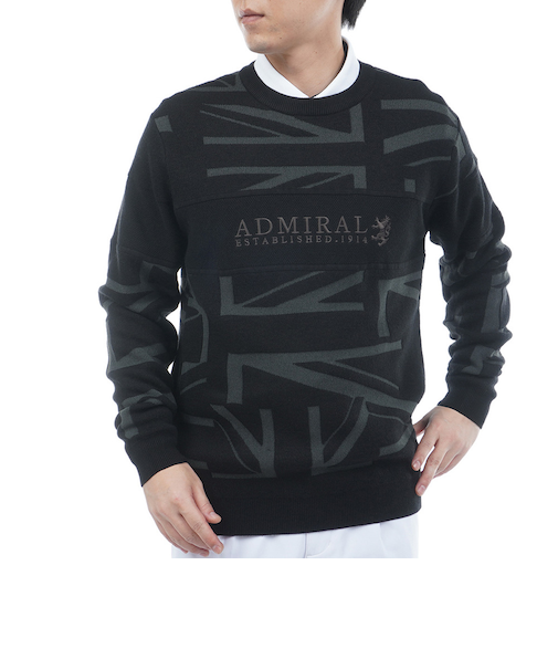 アドミラル ゴルフ（Admiral GOLF）ゴルフウェア 保温 UJジャガードクルーネックセーター ADMA564-BLK