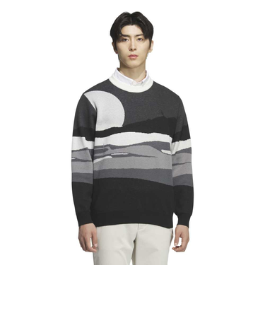 アディダス（adidas）ゴルフウェア グラフィック クルーネックセーター 長袖 JVU98-JM2933 BLK